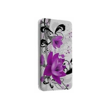 Etui portefeuille cuir FLEURS 2 Samsung Galaxy S3, A3, A5, A7, J1, J5, Grand etc ...