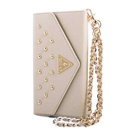 HOUSSE ETUI PORTEFEUILLE BEIGE GUESS IPHONE 5 et 5S