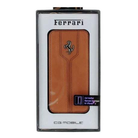 HOUSSE ETUI FOLIO IPHONE 5/5S FERRARI MARRON