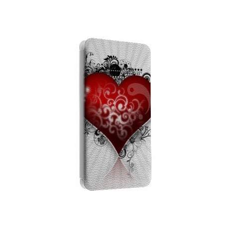 Etui portefeuille cuir COEUR Samsung Galaxy S3, A3, A5, A7, J1, J5, Grand etc ...