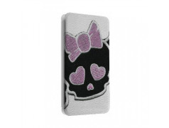 Etui portefeuille cuir SKULL FUN 1 Samsung Galaxy S3, A3, A5, A7, J1, J5, Grand etc ...