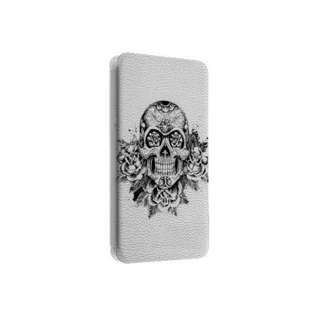 Etui portefeuille cuir SKULL AND ROSES Samsung Galaxy S3, A3, A5, A7, J1, J5, Grand etc ...