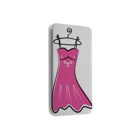 Etui portefeuille cuir PETITE ROBE ROSE Samsung Galaxy S3, A3, A5, A7, J1, J5, Grand etc ...