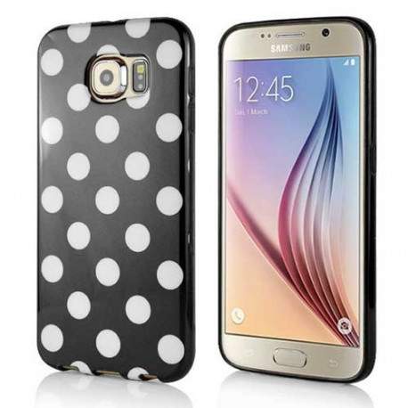 Coque souple POIS noire et blanche pour Samsung Galaxy S6