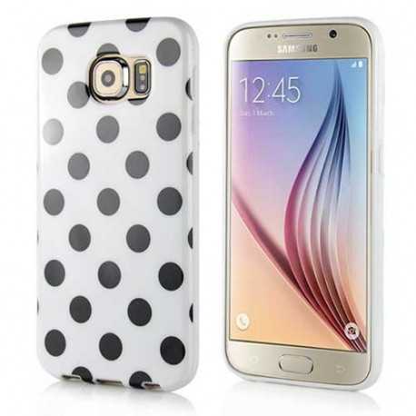 Coque souple POIS blanche et noire pour Samsung Galaxy S6