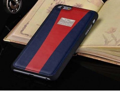 Coque cuir originale bleu fonce et rouge ASTON MARTIN pour iPhone 6 et iPhone 6S