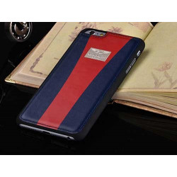 Coque cuir originale bleu fonce et rouge ASTON MARTIN pour iPhone 6 et iPhone 6S