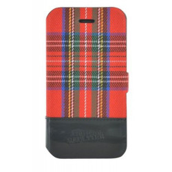 ETUI FOLIO Jean Paul GAULTIER TARTAN ROUGE POUR IPHONE 5/5S/SE