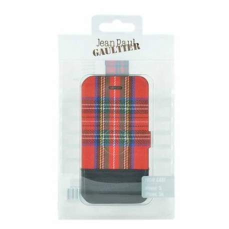 ETUI FOLIO Jean Paul GAULTIER TARTAN ROUGE POUR IPHONE 5/5S/SE