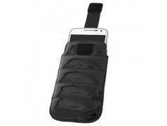 Pochette cuir noir MATELASSEE pour telephones et lecteurs mp3