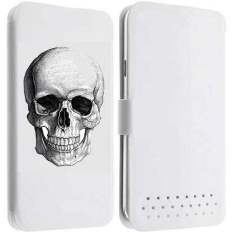 Etui portefeuille cuir SKULL FUN 7 Samsung Galaxy A5 2016