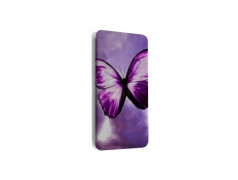 Etui portefeuille cuir PAPILLON MAUVE Samsung Galaxy A5 2016