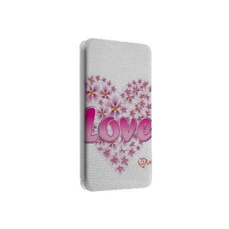 Etui portefeuille cuir LOVE Samsung Galaxy A5 2016