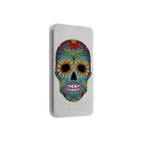 Etui portefeuille cuir MEXICAN SKULL Samsung Galaxy A3 2016