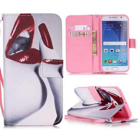 Etui cuir portefeuille LEVRES pour SAMSUNG GALAXY S6