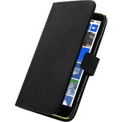 Etui portefeuille Cuir noir pour NOKIA LUMIA 435