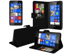 Etui portefeuille Cuir noir pour NOKIA LUMIA 435