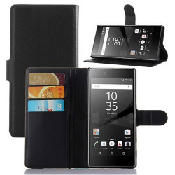 Etui portefeuille Cuir noir pour SONY XPERIA M