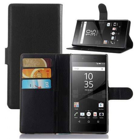 Etui portefeuille Cuir noir pour SONY XPERIA M4 aqua