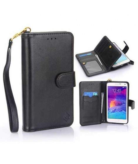 Etui cuir portefeuille noir ( veritable ) pour SAMSUNG GALAXY NOTE 4