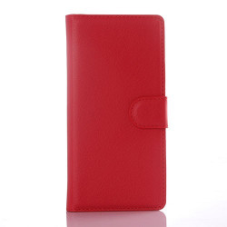 Etui portefeuille Cuir rouge pour smartphone WIKO