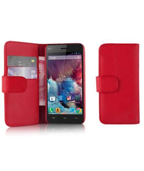 Etui portefeuille Cuir rouge pour smartphone WIKO