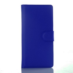 Etui portefeuille Cuir bleu pour smartphone WIKO