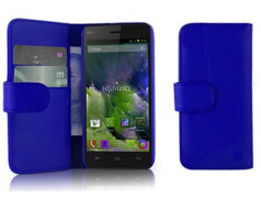 Etui portefeuille Cuir bleu pour smartphone WIKO