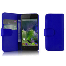 Etui portefeuille Cuir bleu pour smartphone WIKO