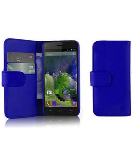 Etui portefeuille Cuir bleu pour smartphone WIKO