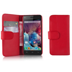 Etui portefeuille Cuir rouge pour smartphone SONY