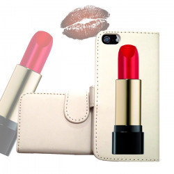 ETUI CUIR PORTEFEUILLE LIPSTICK POUR IPHONE 7