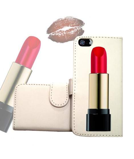 ETUI CUIR PORTEFEUILLE LIPSTICK POUR IPHONE 7