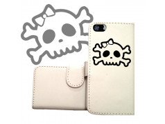 ETUI CUIR PORTEFEUILLE FUNNY SKULL POUR IPHONE 7