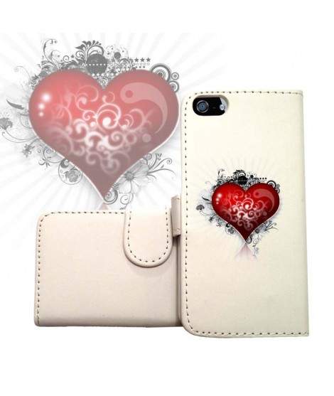 ETUI CUIR PORTEFEUILLE COEUR POUR IPHONE 7