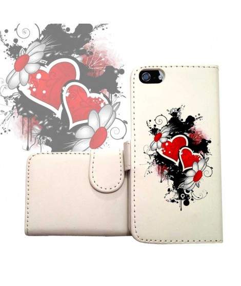 ETUI CUIR PORTEFEUILLE COEUR 2 POUR IPHONE 7