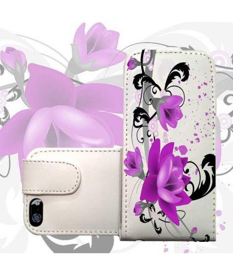 ETUI CUIR FLEURS POUR IPHONE 7