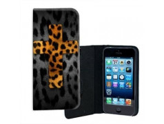 ETUI CUIR CROIX LEOPARD POUR IPHONE 7