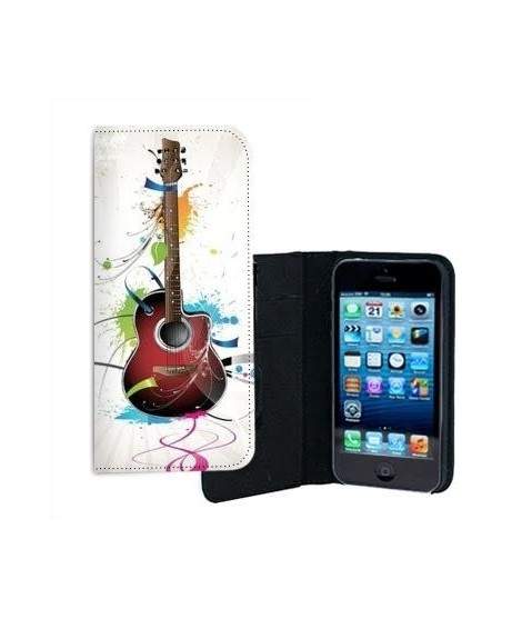 ETUI CUIR GUITARE FLEURS POUR IPHONE 7