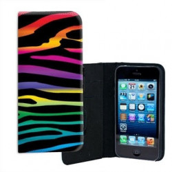 ETUI CUIR ARC EN CIEL TIGRE POUR IPHONE 7