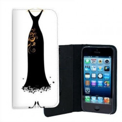 ETUI CUIR ROBE NOIRE POUR IPHONE 7