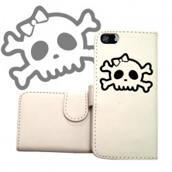 ETUI CUIR PORTEFEUILLE FUNNY SKULL POUR IPHONE 7+