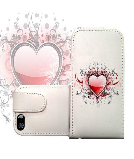 ETUI CUIR COEUR DESIGN POUR IPHONE 7+