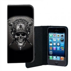 ETUI CUIR SKULL BLACK POUR IPHONE 7+