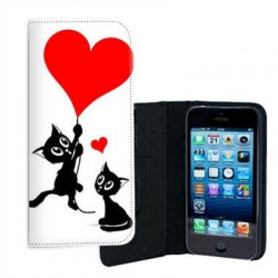 ETUI CUIR LOVELY CAT POUR IPHONE 7+