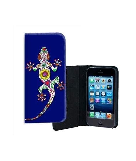 ETUI CUIR SALAMANDRE BLEUE POUR IPHONE 7+