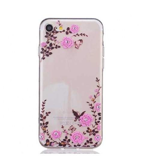 Coque souple transparente FLOWERS pour iPhone 7