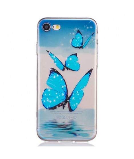 Coque souple transparente PAPILLON pour iPhone 7