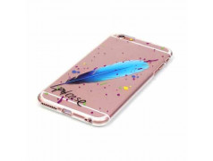 Coque souple transparente PLUME BLEUE pour iPhone 6+ et iPhone 6+ S