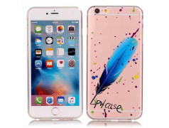 Coque souple transparente PLUME BLEUE pour iPhone 6+ et iPhone 6+ S